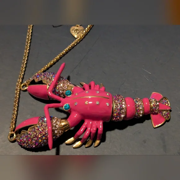 Betsey Johnson Pink and Gold Lobster Necklace - Picture 8 of 14